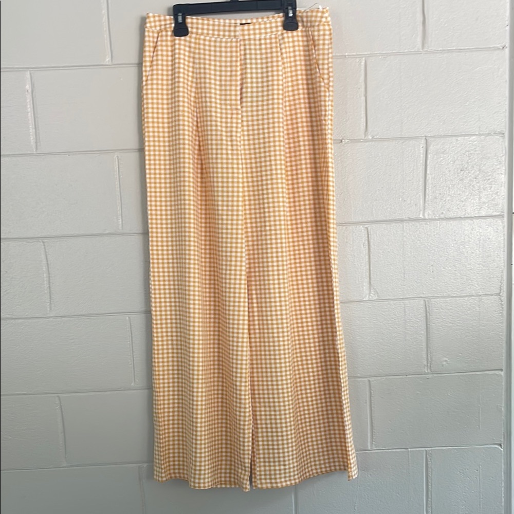 Nasty Gal Mustard Checkered Trousers